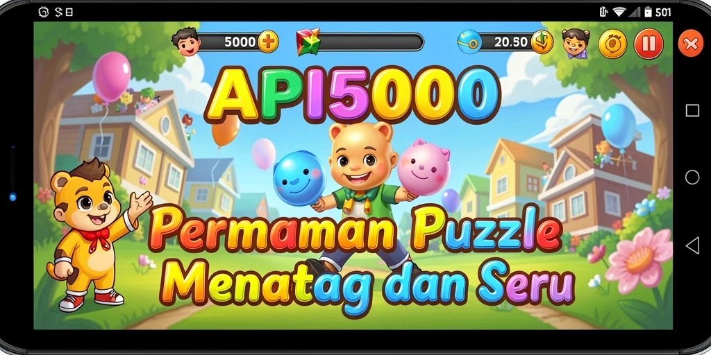 Tangkapan layar utama API5000 menampilkan gameplay puzzle yang seru dan menantang.
