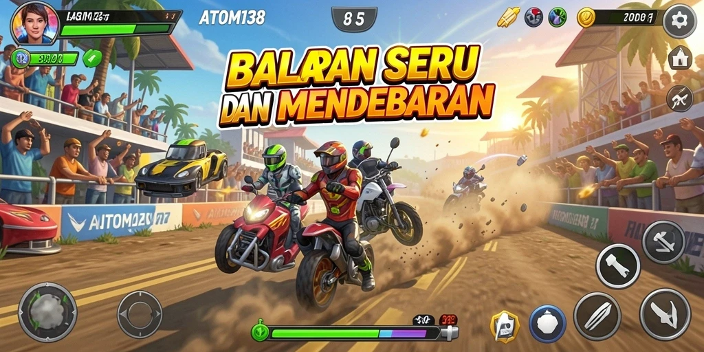 Tampilan gameplay balapan yang mendebarkan di ATOM138.
