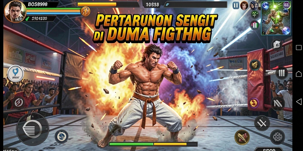 Tampilan gameplay menarik dalam pertarungan Fighting yang seru.