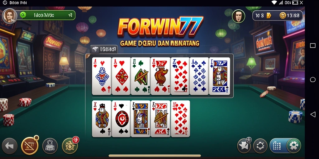 Tampilan gameplay FORWIN77 dengan aksi seru Domino.