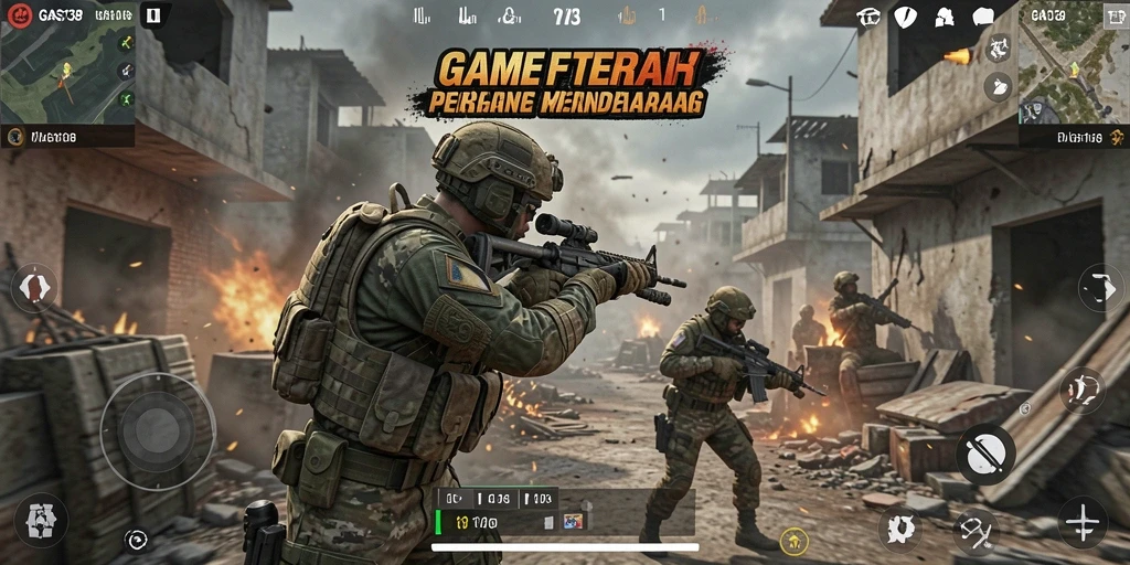 Screenshot gameplay GAS138 menampilkan pertempuran FPS yang mendebarkan.