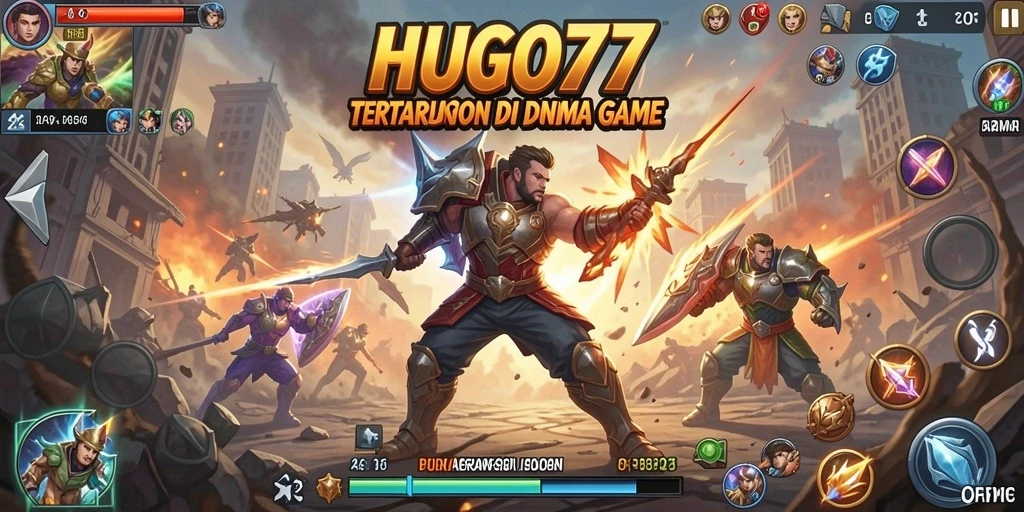Tampilan gameplay HUGO77 yang seru dan penuh aksi pertarungan.