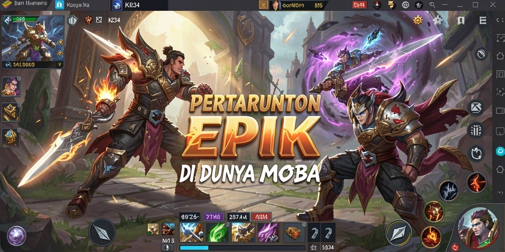 Tampilan intens pertempuran MOBA dalam K234 yang mendebarkan.