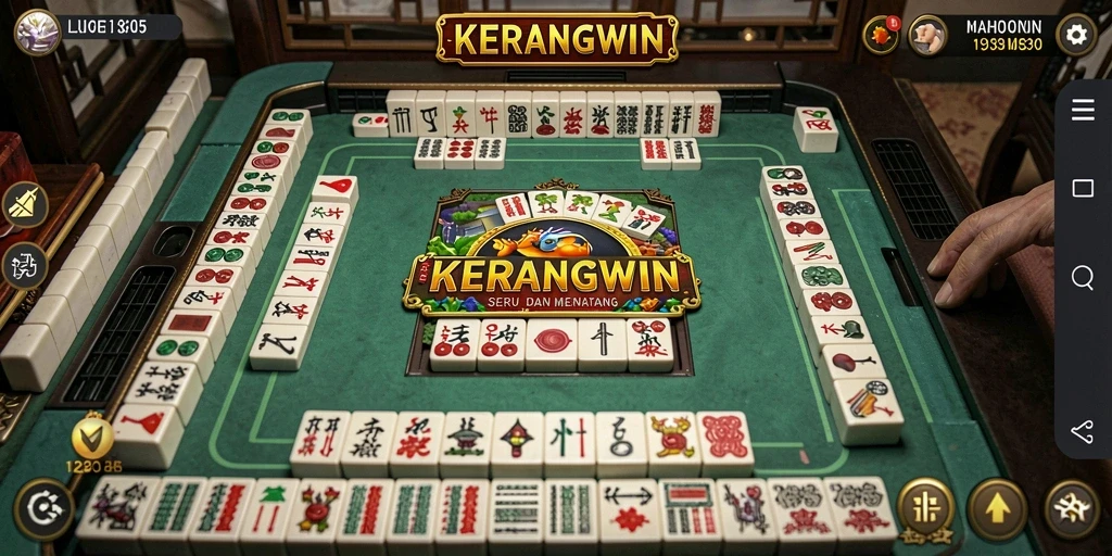 Tangkapan layar KERANGWIN menunjukkan gameplay Mahjong yang menarik.
