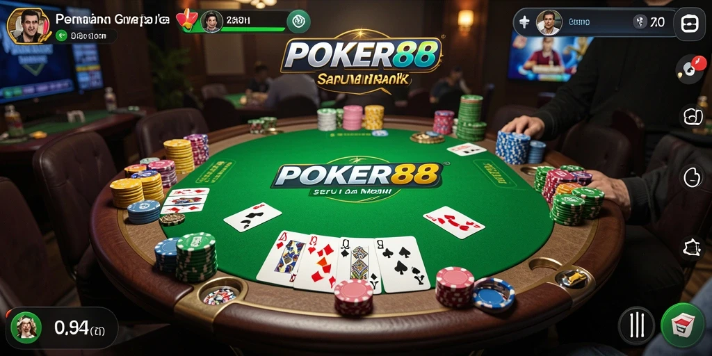 Tampilan gameplay seru POKER88 dengan suasana Gaple yang menarik.