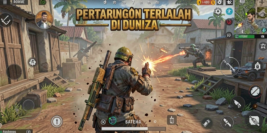Screenshot gameplay S80 menampilkan aksi pertarungan seru dalam arena Battle Royale.