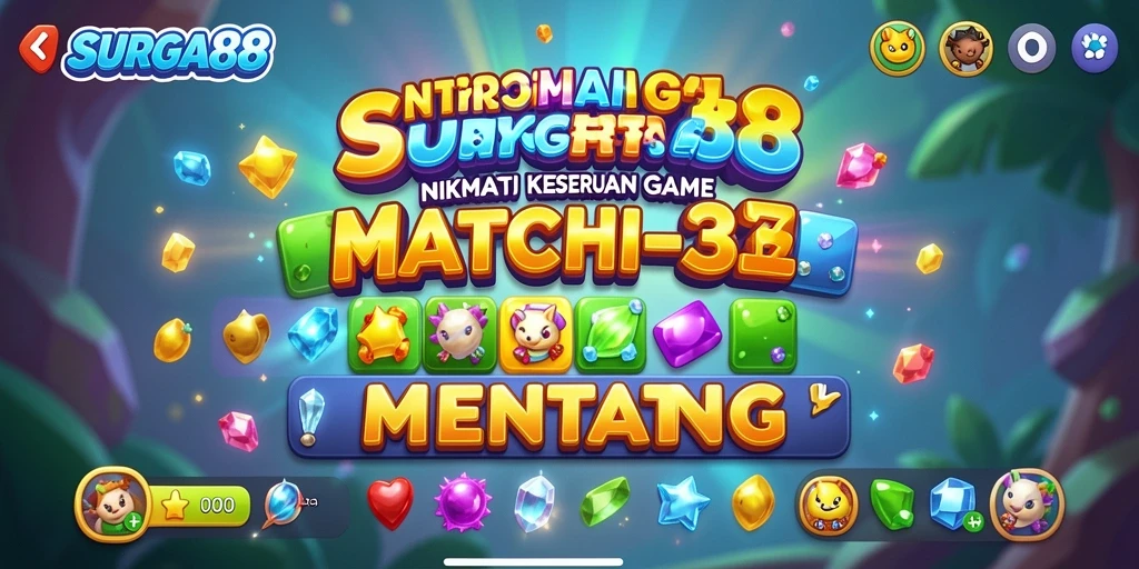 Tampilan menarik dari gameplay SURGA88 dengan tantangan Match-3 yang seru.