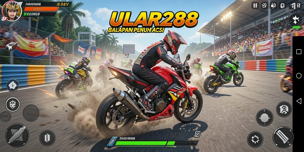 Tangkapan layar gameplay ULAR288 menampilkan aksi balapan motor yang mendebarkan.